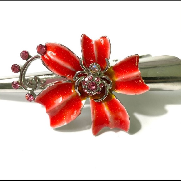 Updo Alligator Hair Clip Spider On Flower 5” - Picture 2 of 3